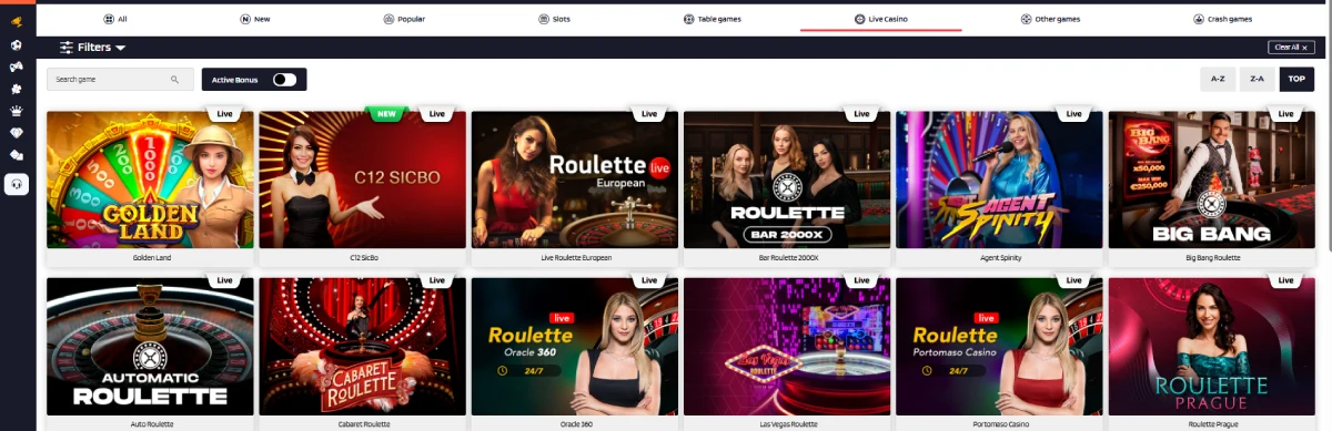 bonus strike casino live